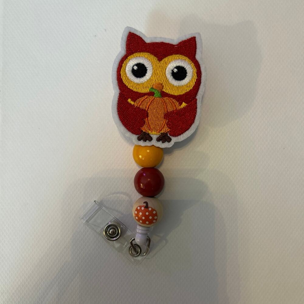 Owl Pumpkin Badge Reel